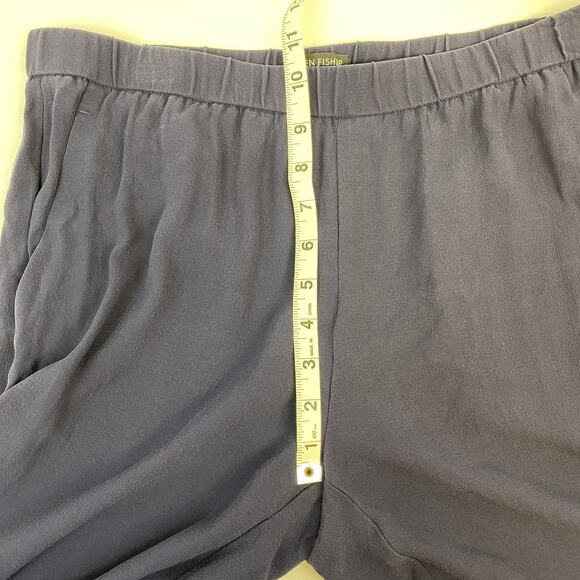 Eileen Fisher Pants Navy Blue Crepe Pull On Tapered Relaxed 100% Silk Size S/P - Picture 9 of 10